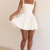 Florianne Ivory Cotton Bow Mini Dress