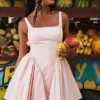 Florianne Soft Peach Bow Mini Dress