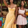 Florianne Soft Peach Bow Mini Dress