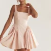 Florianne Soft Peach Bow Mini Dress