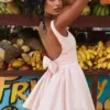 Florianne Soft Peach Bow Mini Dress