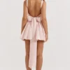 Florianne Soft Peach Bow Mini Dress