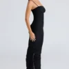 Fornarina Black Gathered Stretch Mesh Maxi Dress