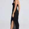 Fornarina Black Gathered Stretch Mesh Maxi Dress