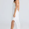 Fornarina White Gathered Stretch Mesh Maxi Dress