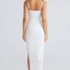 Fornarina White Gathered Stretch Mesh Maxi Dress