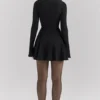 Francesca Black Stretch Crepe Godet Mini Dress