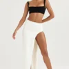 Francesca Ivory Thigh Split Midi Skirt