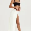 Francesca Ivory Thigh Split Midi Skirt