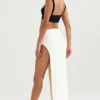 Francesca Ivory Thigh Split Midi Skirt