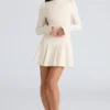 Francesca Vintage Cream Stretch Crepe Godet Mini Dress