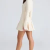 Francesca Vintage Cream Stretch Crepe Godet Mini Dress