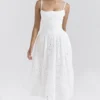 Francine White Broderie Anglais Midi Skirt