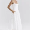 Francine White Broderie Anglais Midi Skirt