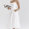 Francine White Broderie Anglais Midi Skirt