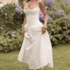 Francine White Broderie Anglais Midi Skirt