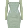 Freyja Green Gathered Corset Dress