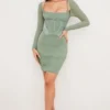Freyja Green Gathered Corset Dress