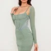 Freyja Green Gathered Corset Dress