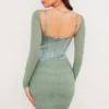 Freyja Green Gathered Corset Dress