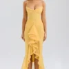 Gabbi Apricot Ruffled Front Gown