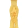 Gabbi Apricot Ruffled Front Gown