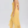 Gabbi Apricot Ruffled Front Gown