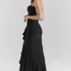 Gabbi Black Mesh Ruffled Front Gown