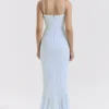 Gabbi Ice Blue Mesh Ruffled Front Gown