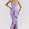 Gabbi Orchid Mesh Ruffled Front Gown