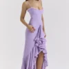 Gabbi Orchid Mesh Ruffled Front Gown
