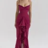 Gabbi Wine Ruffled Front Gown