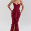 Gabbi Wine Ruffled Front Gown