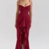 Gabbi Wine Ruffled Front Gown