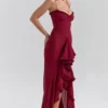 Gabbi Wine Ruffled Front Gown