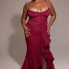 Gabbi Wine Ruffled Front Gown