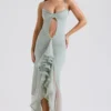 Gabriella Pistachio Ruffled Front Gown