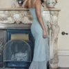 Gabriella Pistachio Ruffled Front Gown