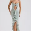Gabriella Pistachio Ruffled Front Gown