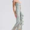 Gabriella Pistachio Ruffled Front Gown