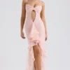 Gabriella Soft Peach Ruffled Front Gown