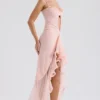Gabriella Soft Peach Ruffled Front Gown
