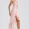 Gabriella Soft Peach Ruffled Front Gown