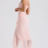 Gabriella Soft Peach Ruffled Front Gown