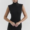 Gaia Black Cashmere Blend Turtle Neck Midi Dress