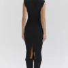 Gaia Black Cashmere Blend Turtle Neck Midi Dress