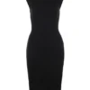 Gaia Black Cashmere Blend Turtle Neck Midi Dress