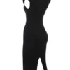 Gaia Black Cashmere Blend Turtle Neck Midi Dress