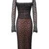 Gaia Black Lace Corset Midi Dress