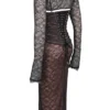 Gaia Black Lace Corset Midi Dress